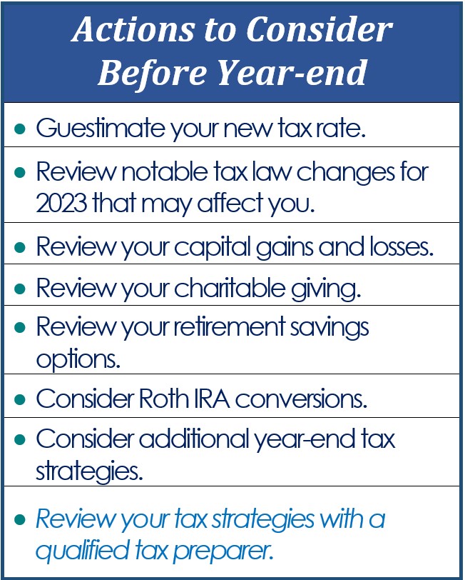 Tax Items to Consider Before the end of 2023